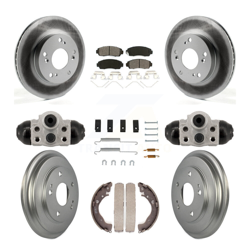 Front Rear Coated Disc Brake Rotors Semi-Metallic Pads And Drum Kit (9Pc) For Honda Civic KGS-102895