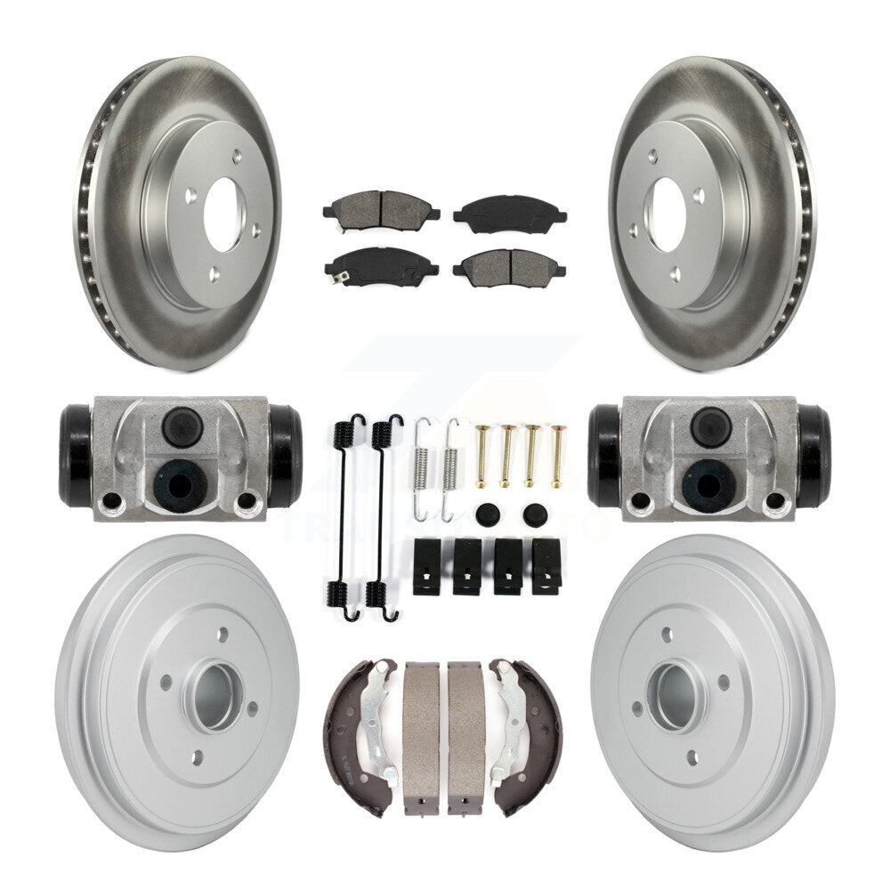 Front Rear Coat Brake Rotors Semi-Metallic Pad Drum Kit (9Pc) For Nissan Micra Versa Note KGS-102896