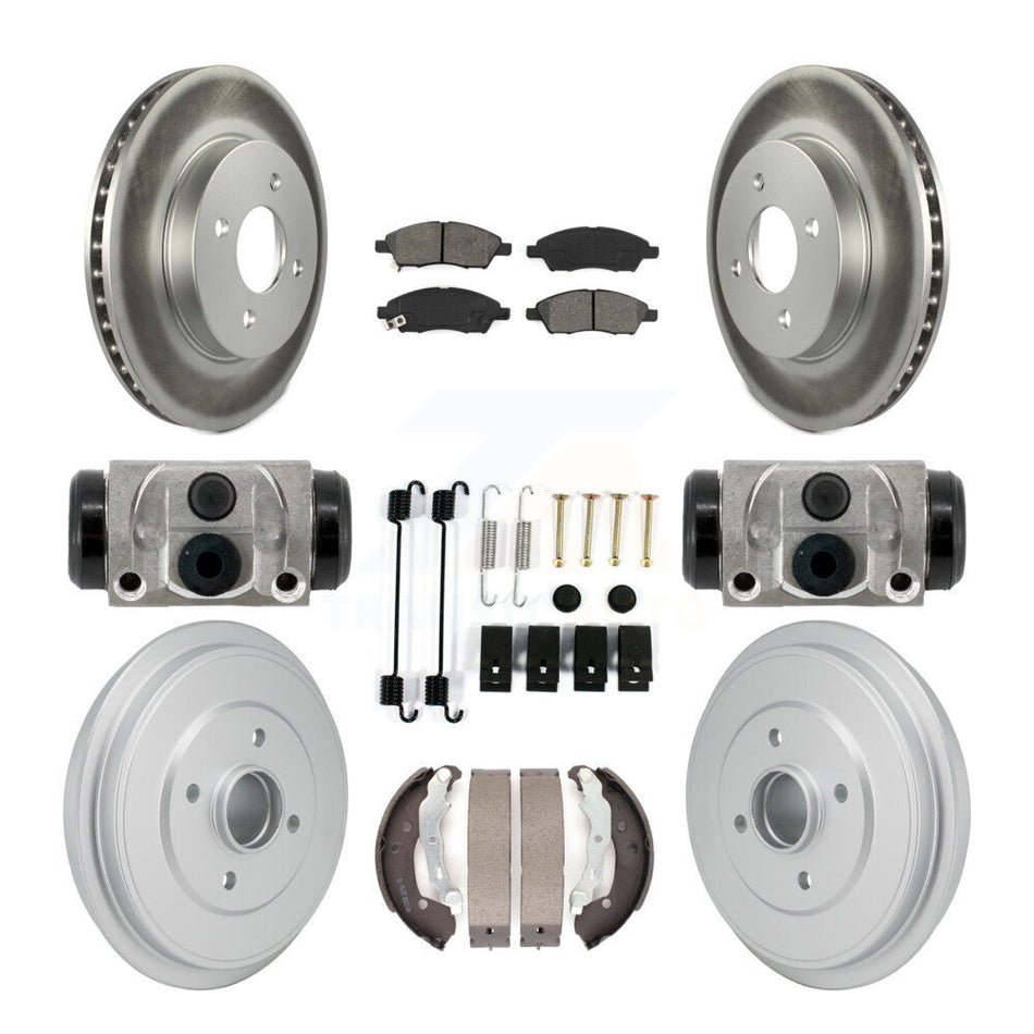 Front Rear Coat Brake Rotors Semi-Metallic Pad Drum Kit (9Pc) For Nissan Micra Versa Note KGS-102896