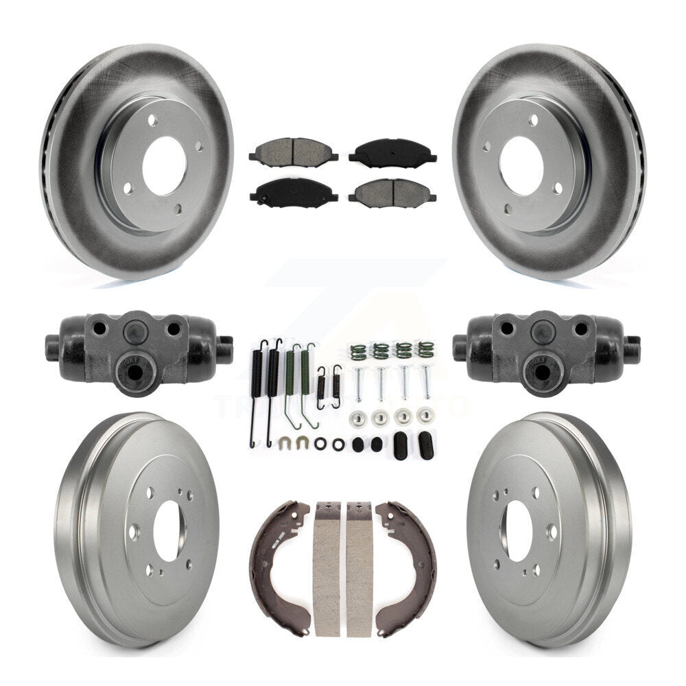 Front Rear Coat Brake Rotor Semi-Metallic Pad Drum Kit (9Pc) For Nissan Versa 4-Wheel ABS KGS-102897
