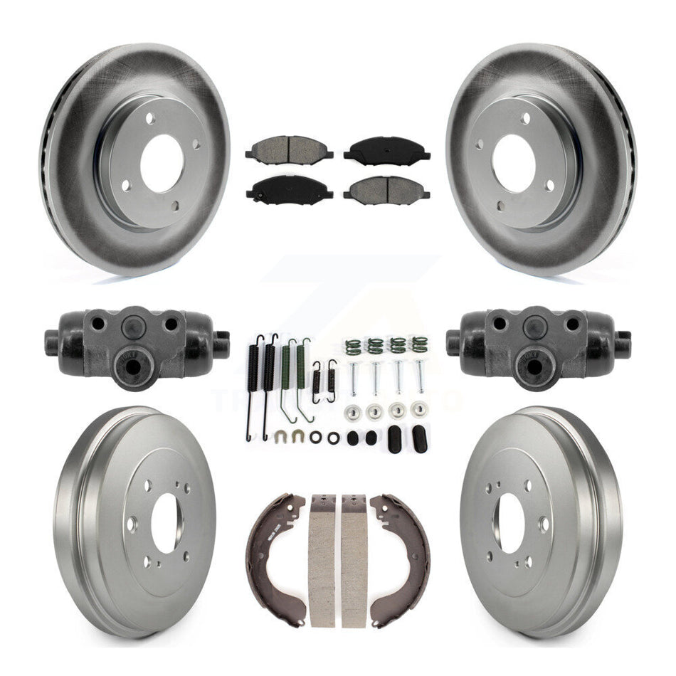 Front Rear Coat Brake Rotor Semi-Metallic Pad Drum Kit (9Pc) For Nissan Versa 4-Wheel ABS KGS-102897