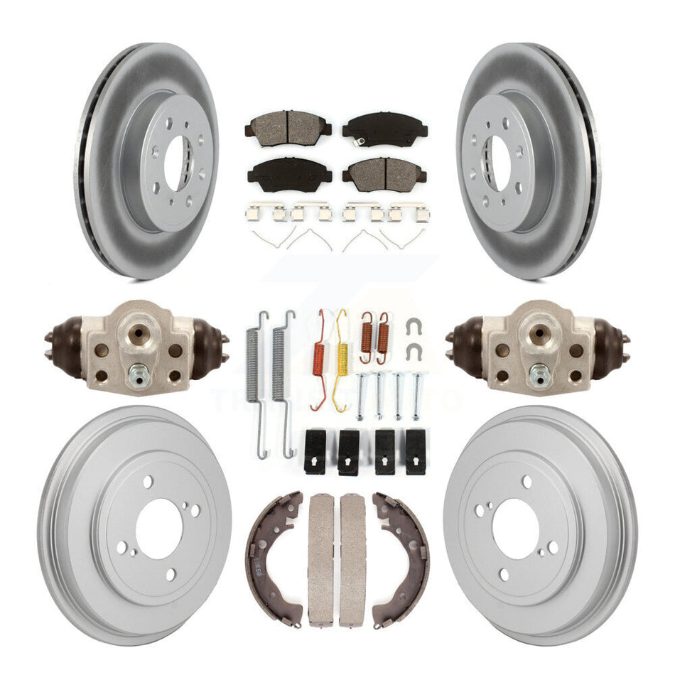 Front Rear Coat Disc Brake Rotor Semi-Metallic Pad Drum Kit (9Pc) For 2015-2019 Honda Fit KGS-102902