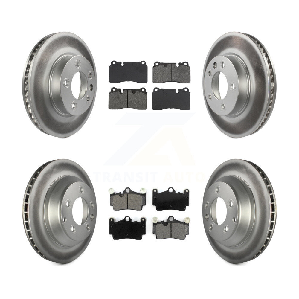Front Rear Coated Disc Brake Rotor And Semi-Metallic Pad Kit (6Pc) For Volkswagen Touareg KGS-102908