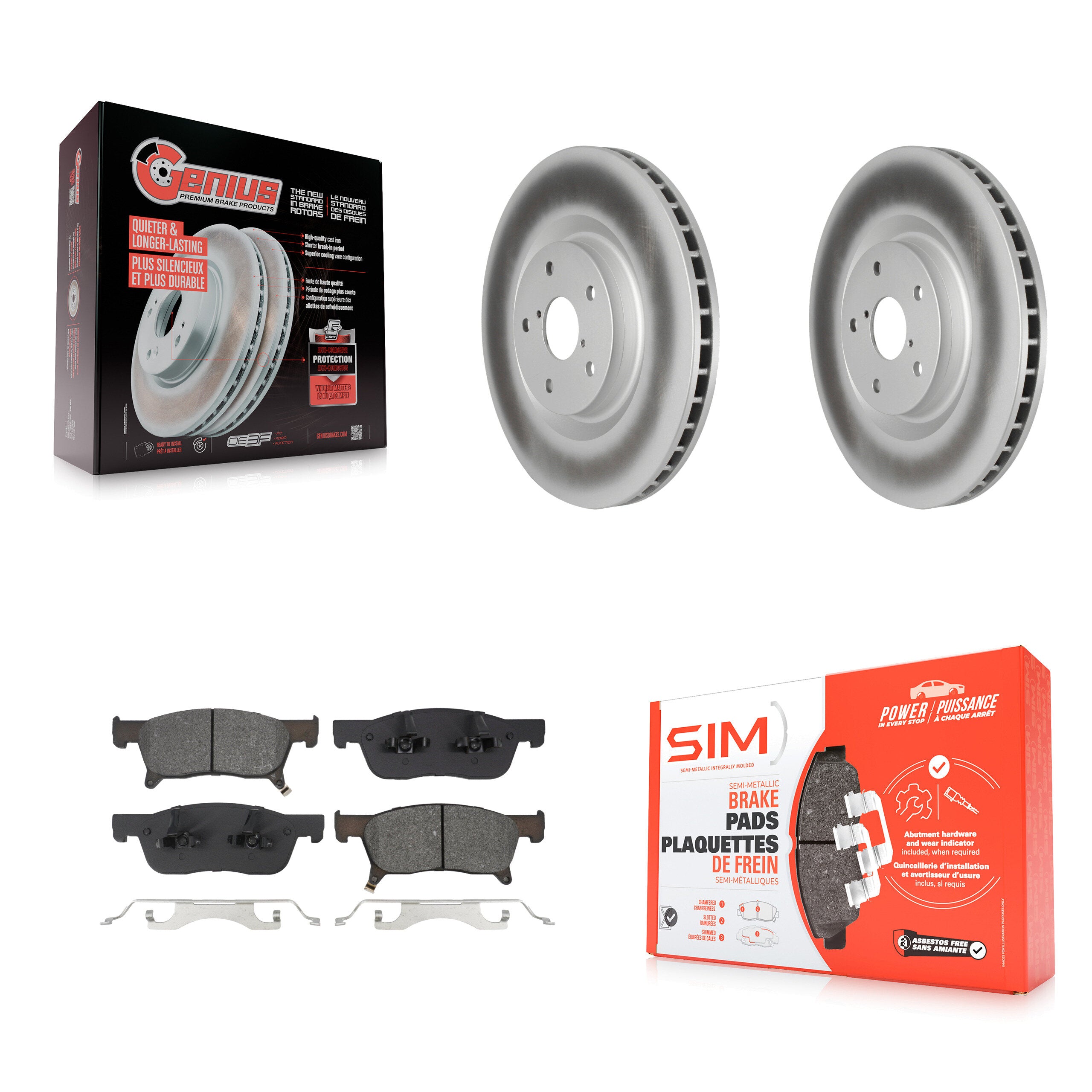 Front Coated Disc Brake Rotors And Semi-Metallic Pads Kit For 2019-2024 Subaru Ascent KGS-102911