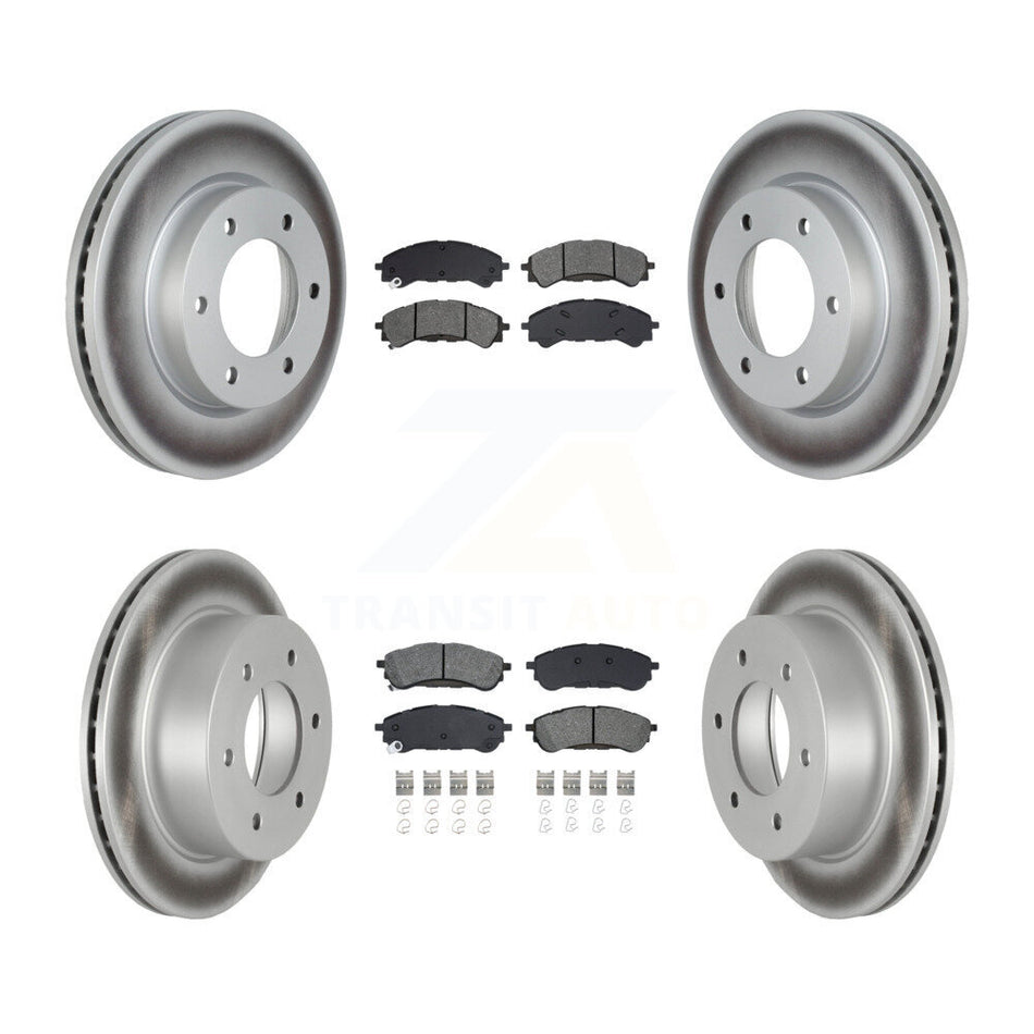Front Rear Coated Disc Brake Rotors And Semi-Metallic Pads Kit For 2019-2023 Ford Ranger KGS-102913