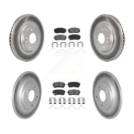 Front Rear Coated Disc Brake Rotors And Semi-Metallic Pad Kit For Hyundai Kona Kia Seltos KGS-102918