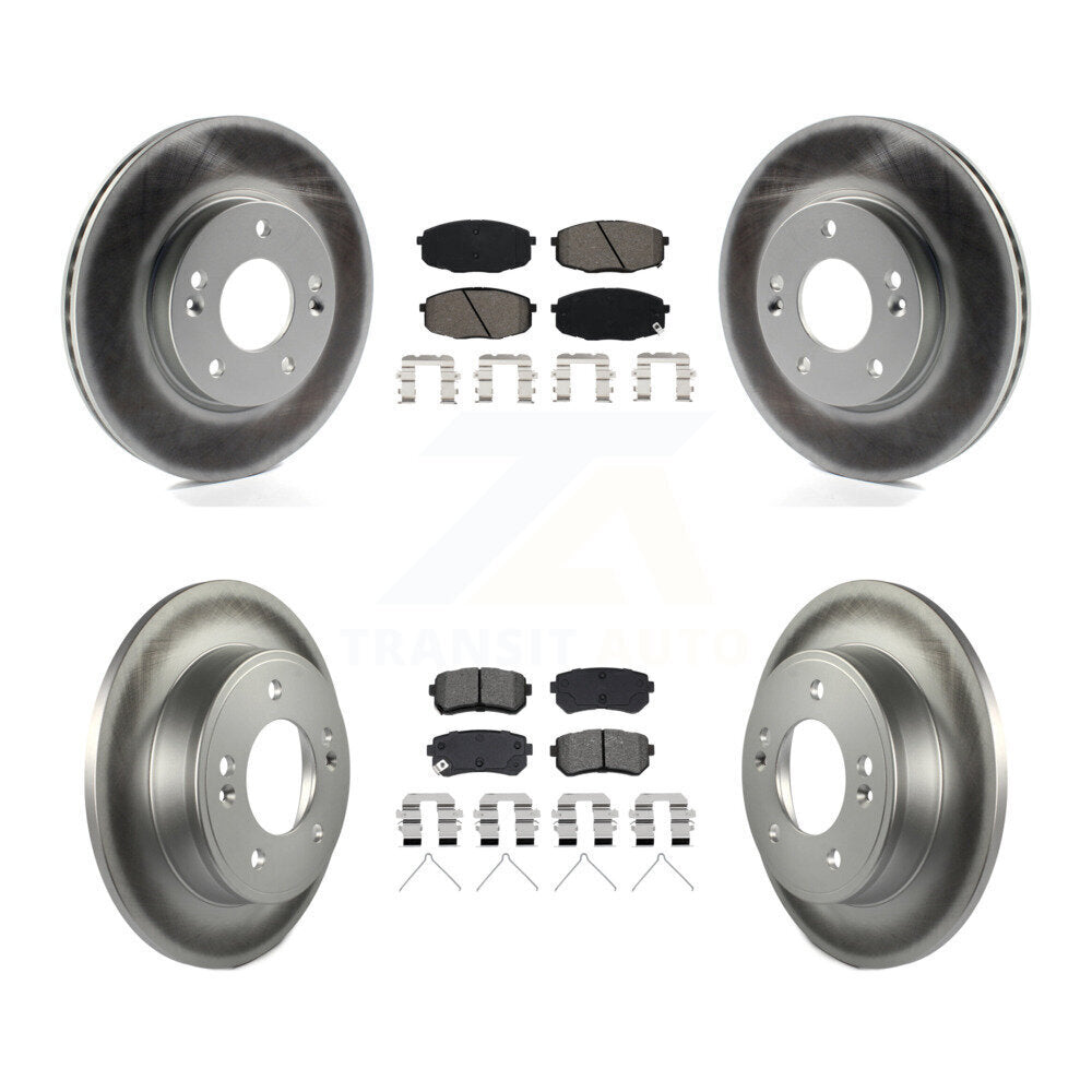 Front Rear Coated Disc Brake Rotors And Semi-Metallic Pad Kit For Hyundai Kona Kia Seltos KGS-102920