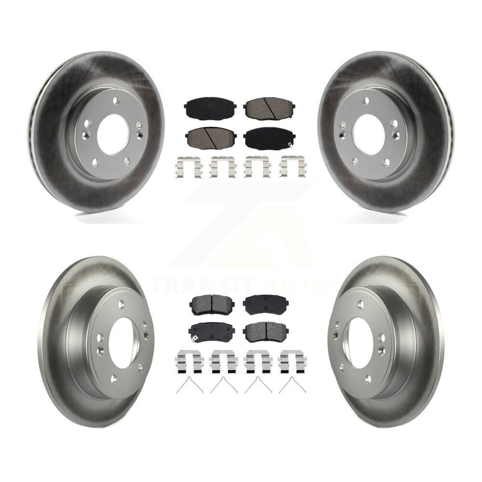 Front Rear Coated Disc Brake Rotors And Semi-Metallic Pad Kit For Hyundai Kona Kia Seltos KGS-102920