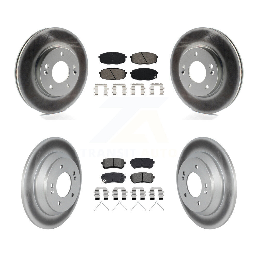 Front Rear Coated Brake Rotor & Semi-Metallic Pad Kit For 2022 Hyundai Kona FWD with 1.6L KGS-102921