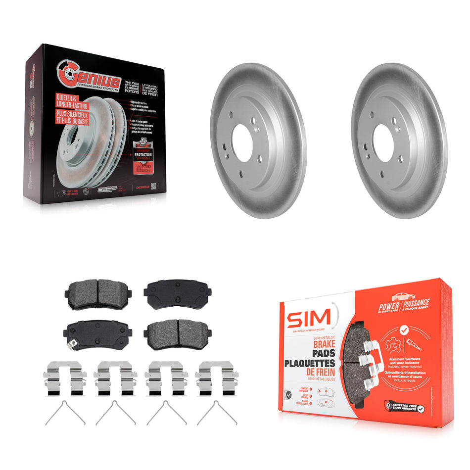 Rear Coated Disc Brake Rotors And Semi-Metallic Pads Kit For Hyundai Kona Kia Seltos KGS-102934