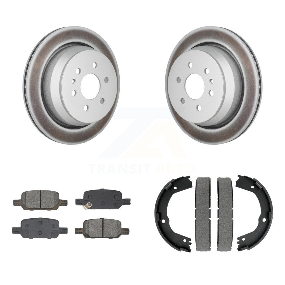Rear Disc Coated Rotors Semi-Metallic Pads & Parking Shoes Kit For Chevrolet Colorado GMC KGS-102943
