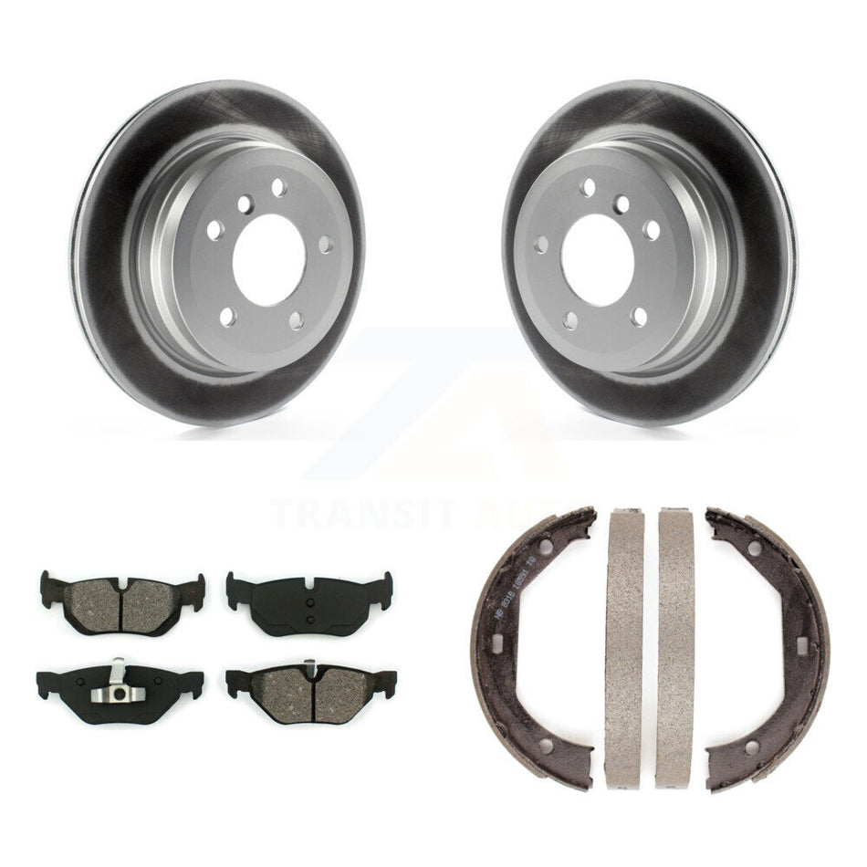 Rear Disc Coated Rotors Semi-Metallic Pads Parking Shoes Kit For BMW 328i xDrive X1 328xi KGS-102947