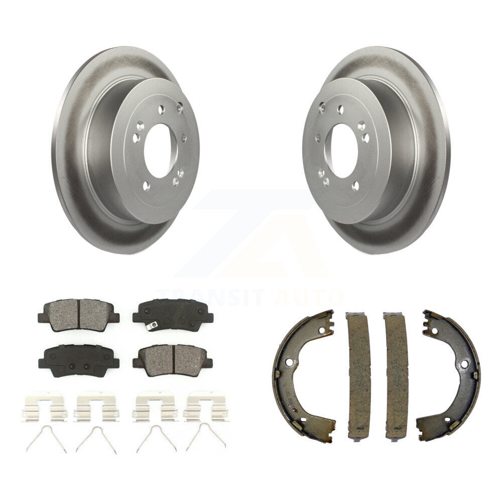 Rear Disc Coated Rotors Semi-Metallic Pads Parking Brake Shoes Kit For Hyundai Tucson Kia KGS-102954