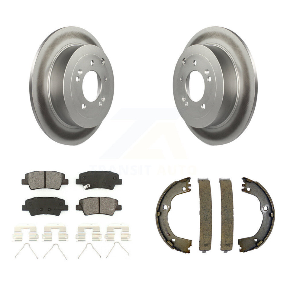Rear Disc Coated Rotors Semi-Metallic Pads Parking Brake Shoes Kit For Hyundai Tucson Kia KGS-102954
