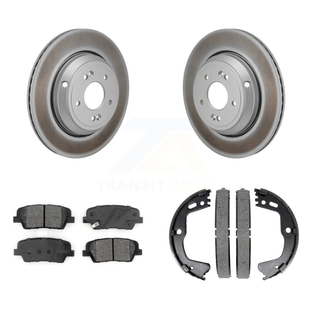 Rear Disc Coated Rotors Semi-Metallic Pads & Parking Shoes Kit For 18-20 Genesis G80 3.3L KGS-102955