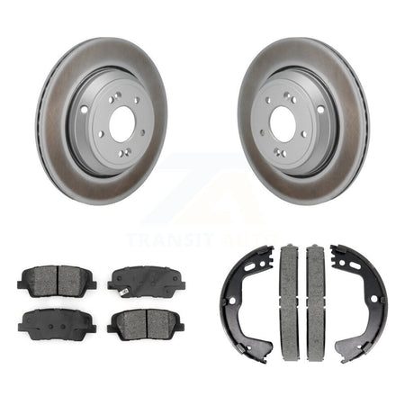 Rear Disc Coated Rotors Semi-Metallic Pads & Parking Shoes Kit For 18-20 Genesis G80 3.3L KGS-102955