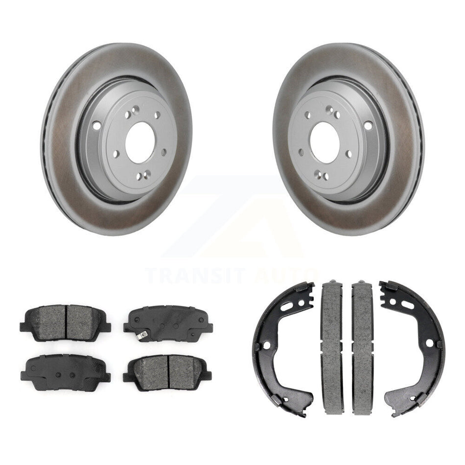 Rear Disc Coated Rotors Semi-Metallic Pads & Parking Shoes Kit For 18-20 Genesis G80 3.3L KGS-102955