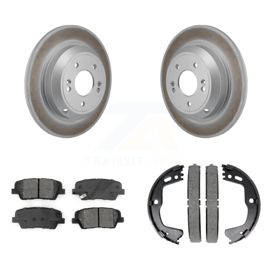 Rear Disc Coated Rotors Semi-Metallic Pads Parking Shoes Kit For Kia Stinger Genesis G70 KGS-102956