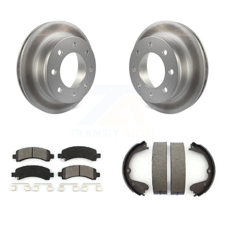 Rear Disc Coated Rotors Semi-Metallic Pads & Parking Brake Shoes Kit For GMC Savana 3500 KGS-102962