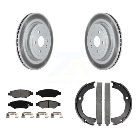 Rear Disc Coated Rotors Semi-Metallic Pads And Parking Brake Shoes Kit For Cadillac CTS KGS-102971