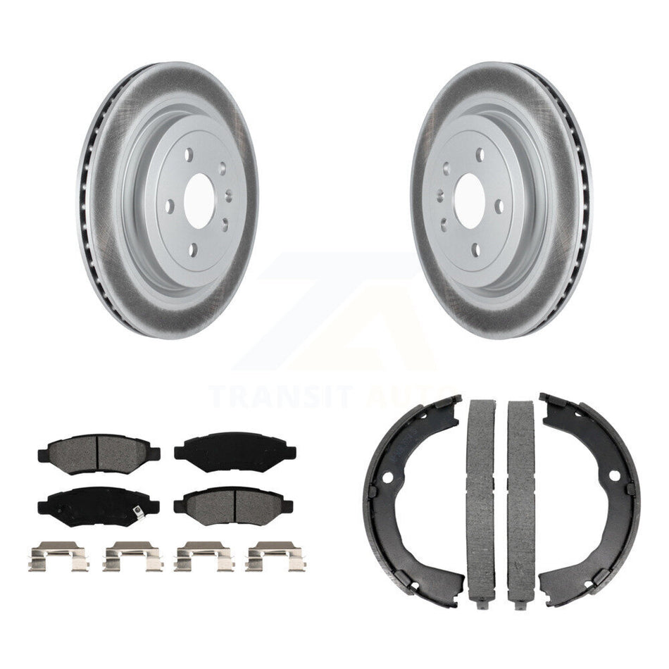 Rear Disc Coated Rotors Semi-Metallic Pads And Parking Brake Shoes Kit For Cadillac CTS KGS-102971