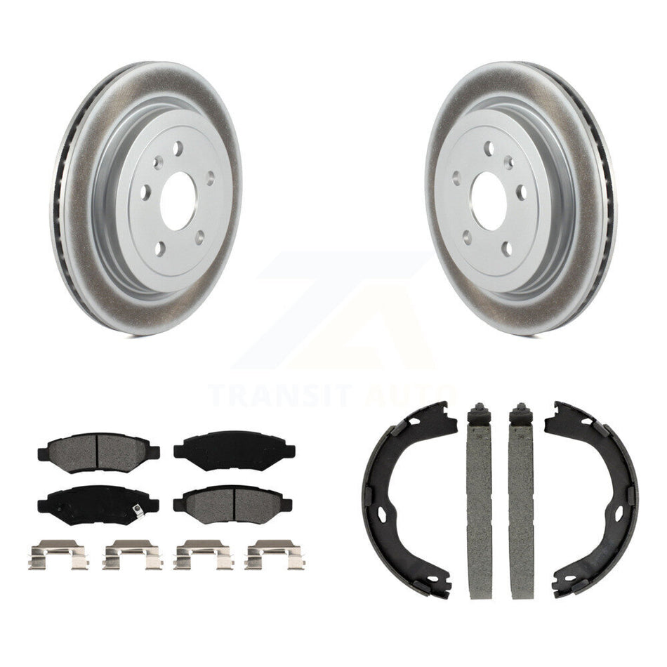 Rear Disc Coated Rotors Semi-Metallic Pads And Parking Brake Shoes Kit For Cadillac CTS KGS-102973