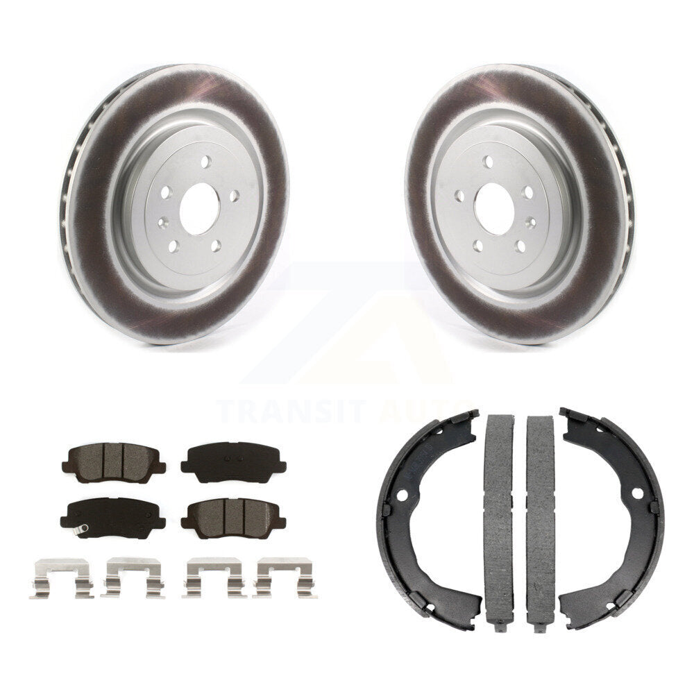 Rear Disc Coated Rotors Semi-Metallic Pads And Parking Brake Shoes Kit For Cadillac CTS KGS-102974