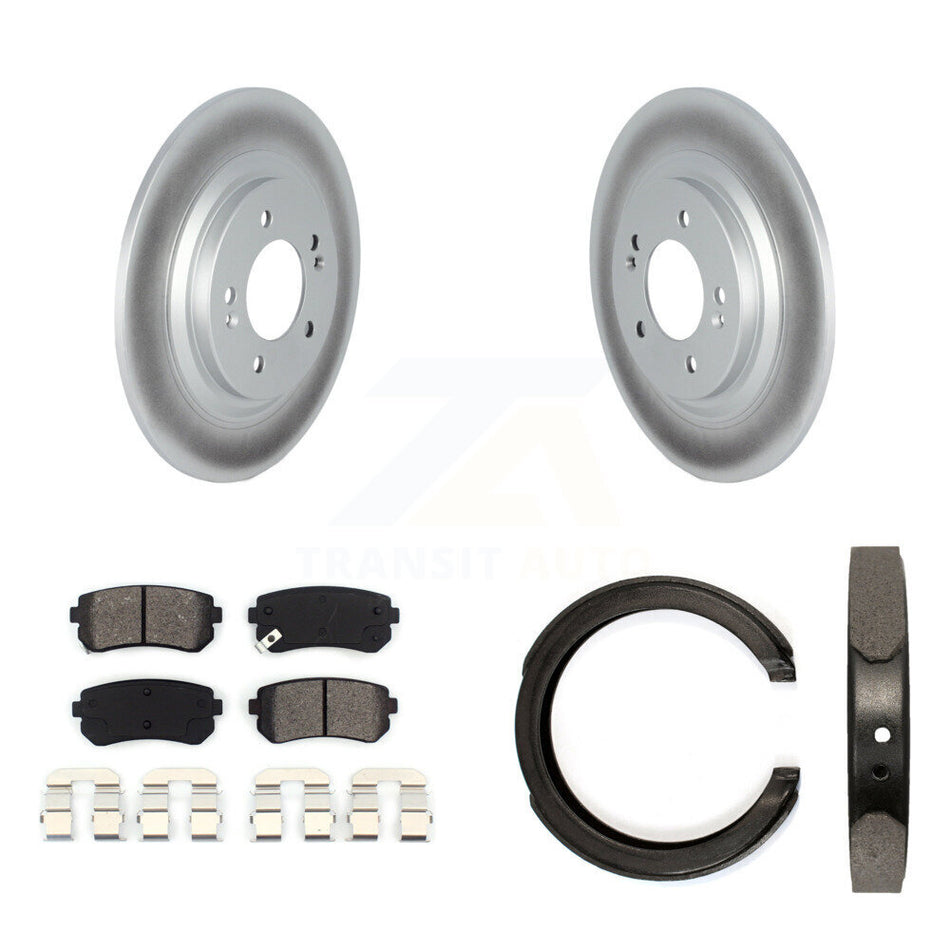 Rear Disc Coated Rotors Semi-Metallic Pads And Parking Brake Shoes Kit For Kia Cadenza KGS-102976