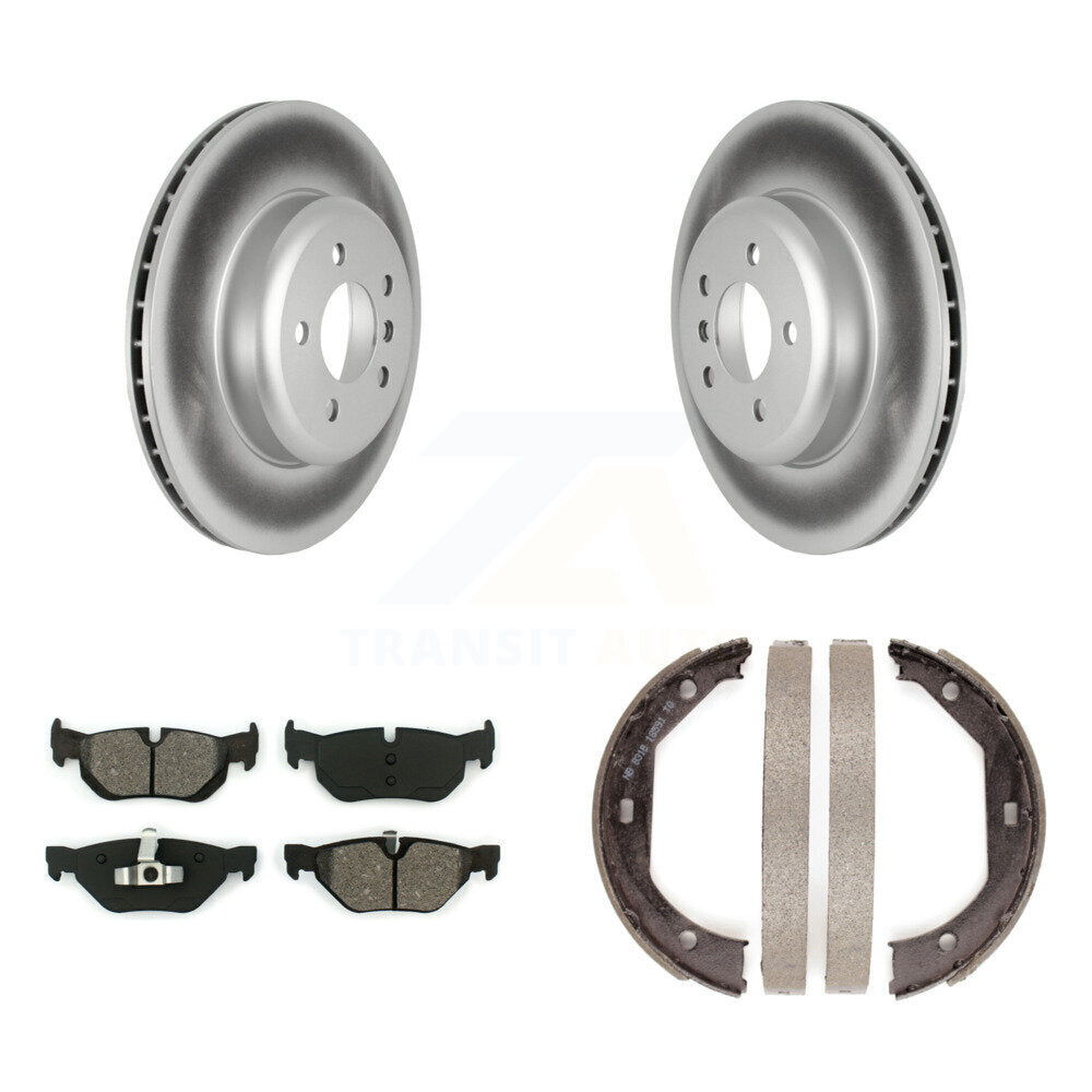 Rear Disc Coated Rotors Semi-Metallic Pads & Parking Brake Shoes Kit For BMW 328i xDrive KGS-102982