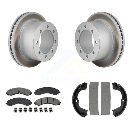 Rear Disc Coated Rotors Semi-Metallic Pads Parking Brake Shoes Kit For GMC Sierra 3500 HD KGS-102986