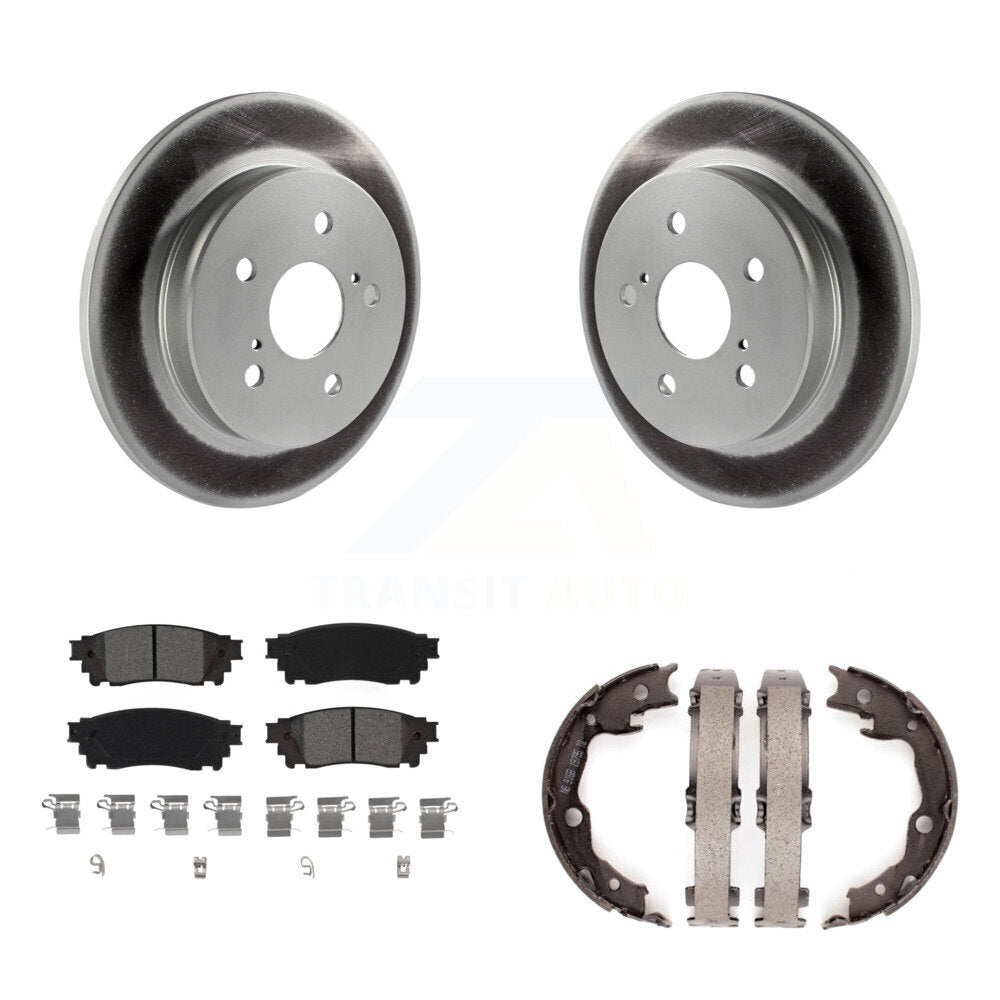 Rear Disc Coated Rotors Semi-Metallic Pads Parking Brake Shoes Kit For Toyota Camry RAV4 KGS-102994