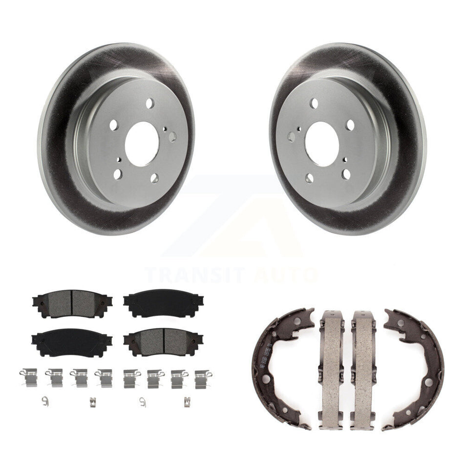 Rear Disc Coated Rotors Semi-Metallic Pads Parking Brake Shoes Kit For Toyota Camry RAV4 KGS-102994