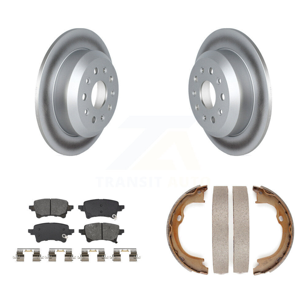 Rear Disc Coated Rotors Semi-Metallic Pads And Parking Brake Shoes Kit For Jeep Wrangler KGS-103000