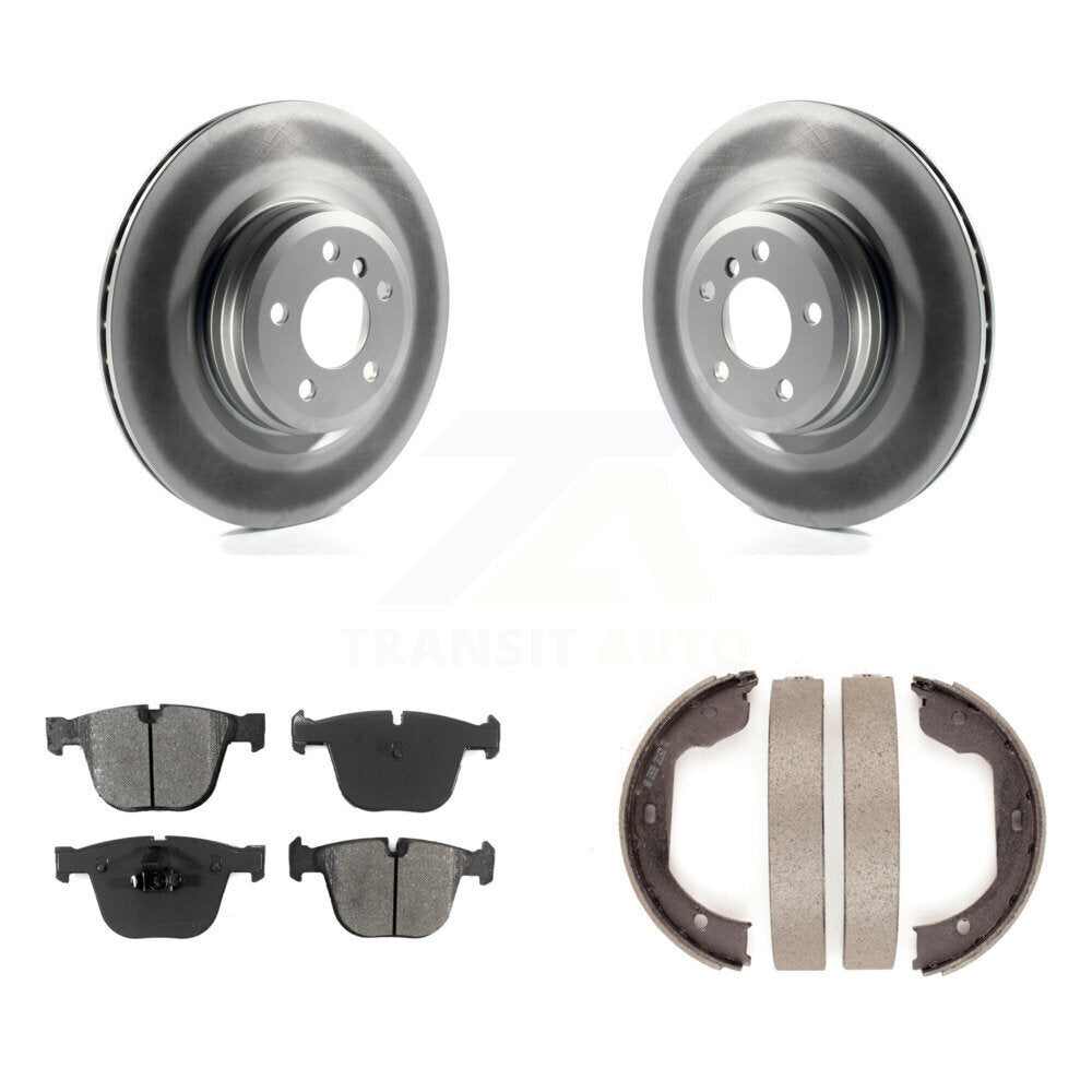 Rear Disc Coated Rotors Semi-Metallic Pads Parking Shoes Kit For BMW 750i xDrive 750Li GT KGS-103002