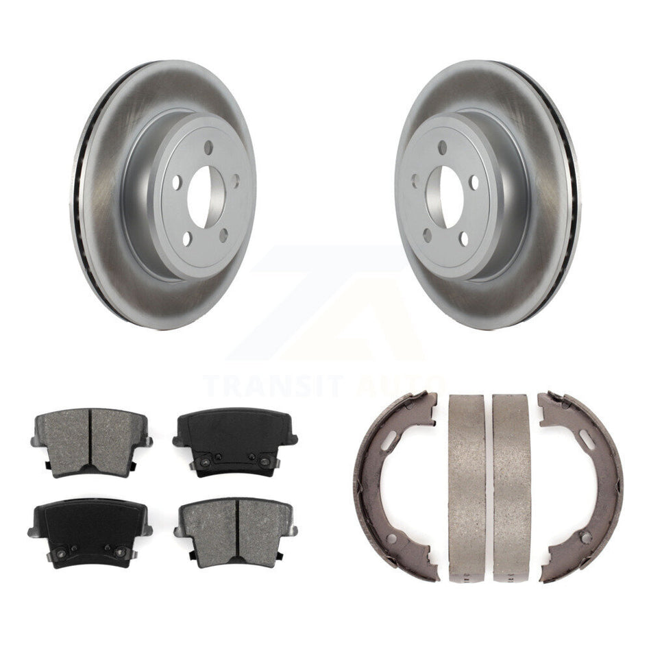 Rear Disc Coated Rotors Semi-Metallic Pads Parking Brake Shoes Kit For Dodge Chrysler 300 KGS-103007