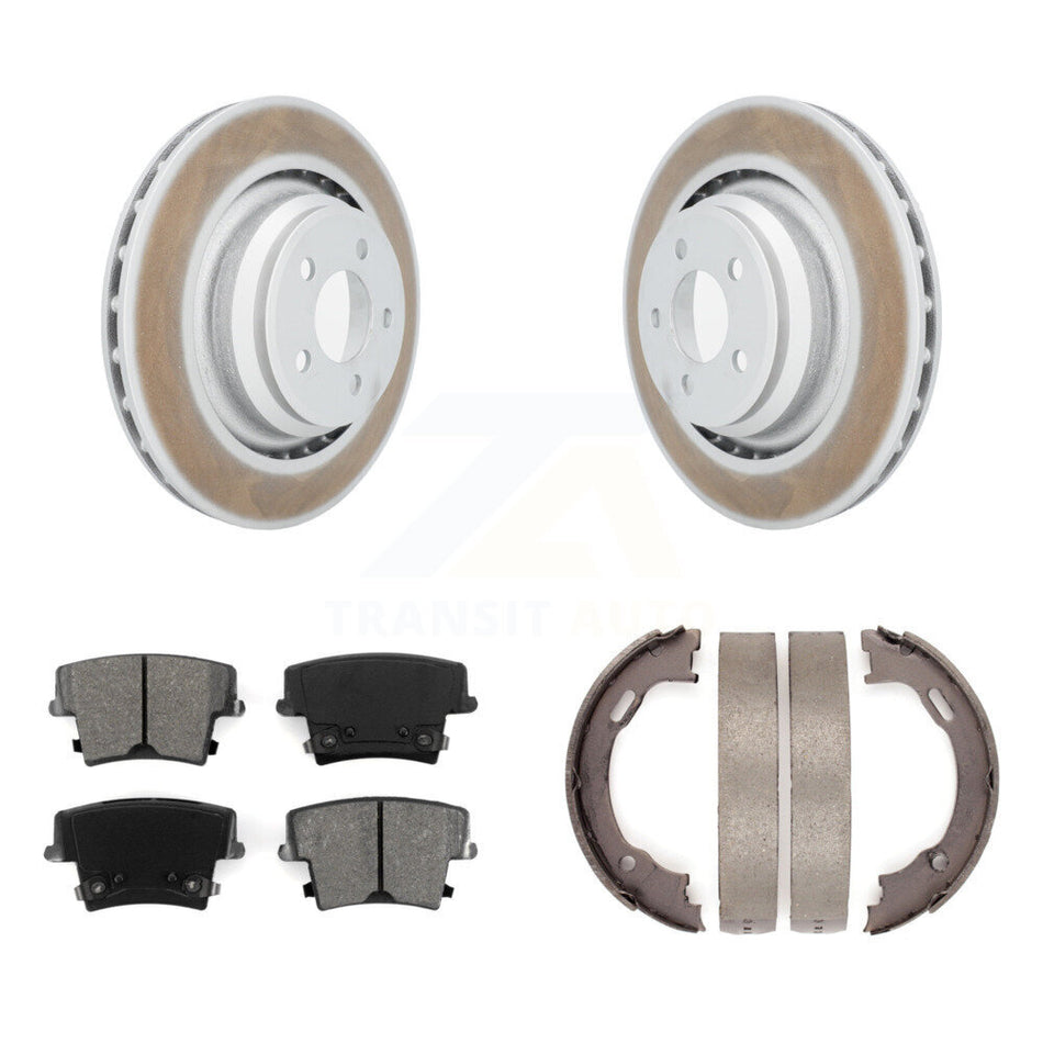 Rear Disc Coated Rotors Semi-Metallic Pads And Parking Brake Shoes Kit For Dodge Charger KGS-103012