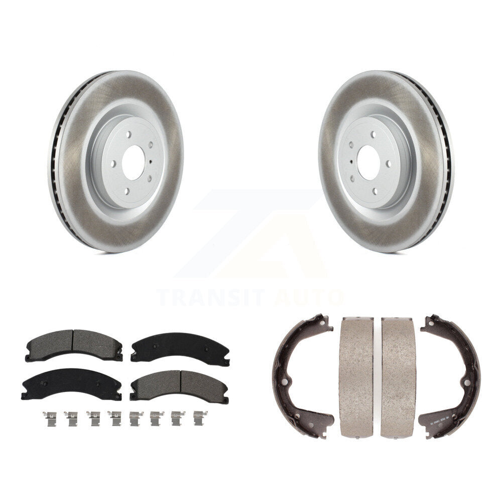 Rear Disc Coated Rotors Semi-Metallic Pads And Parking Shoes Kit For Nissan NV2500 NV3500 KGS-103013