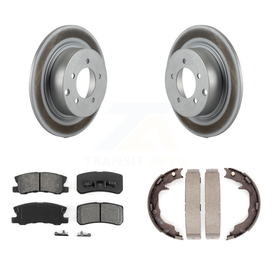 Rear Disc Coated Rotors Semi-Metallic Pads Parking Shoes Kit For Jeep Mitsubishi Patriot KGS-103015