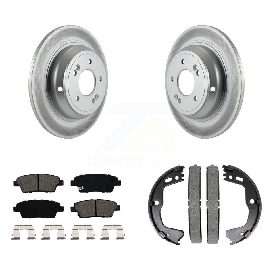 Rear Disc Coated Rotors Semi-Metallic Pads And Parking Shoes Kit For Hyundai Genesis G80 KGS-103019