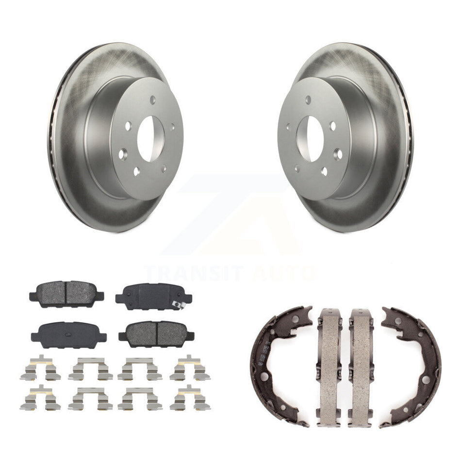 Rear Disc Coated Rotors Semi-Metallic Pads & Parking Shoes Kit For Nissan Rogue LEAF Juke KGS-103031