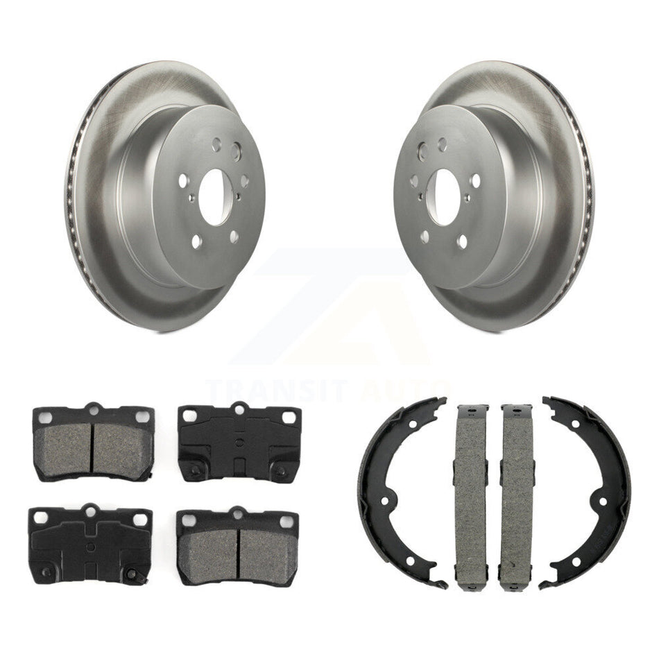 Rear Disc Coated Rotors Semi-Metallic Pads Parking Shoes Kit For Lexus IS250 IS350 GS350 KGS-103041