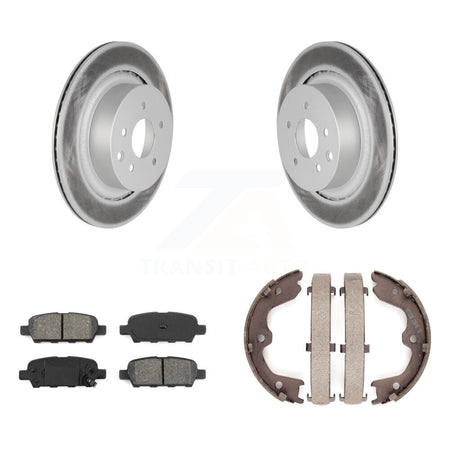 Rear Disc Coated Rotors Semi-Metallic Pads & Parking Brake Shoes Kit For INFINITI G35 Q60 KGS-103047