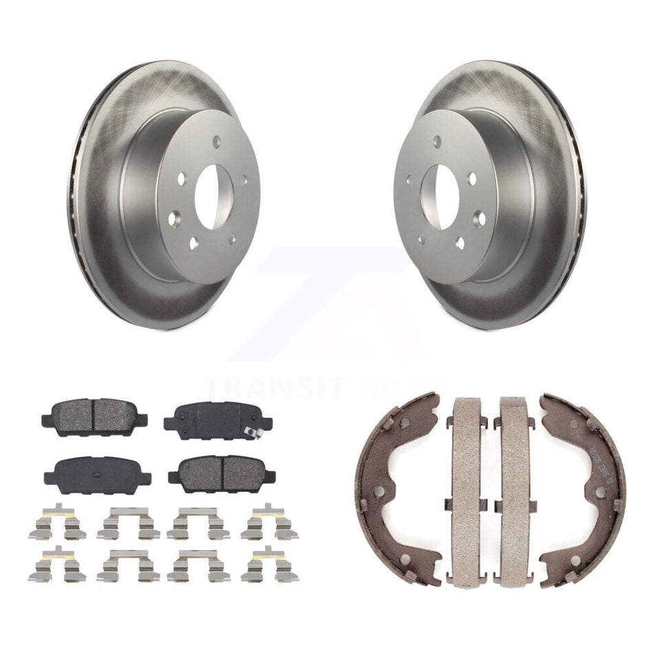 Rear Disc Coated Rotors Semi-Metallic Pads Parking Shoes Kit For INFINITI G35 Nissan 350Z KGS-103048