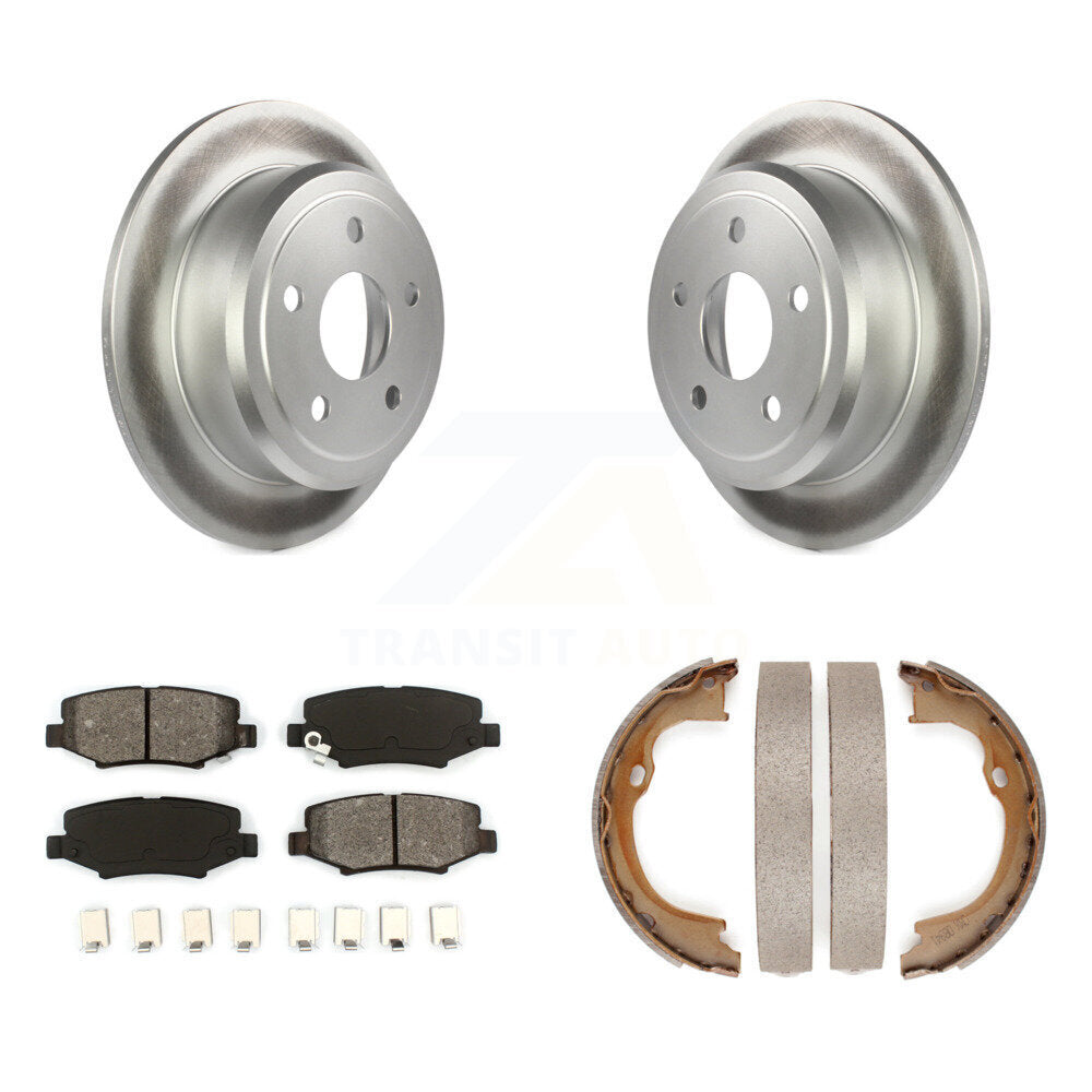 Rear Disc Coated Rotors Semi-Metallic Pads & Parking Brake Shoes Kit For Jeep Wrangler JK KGS-103052