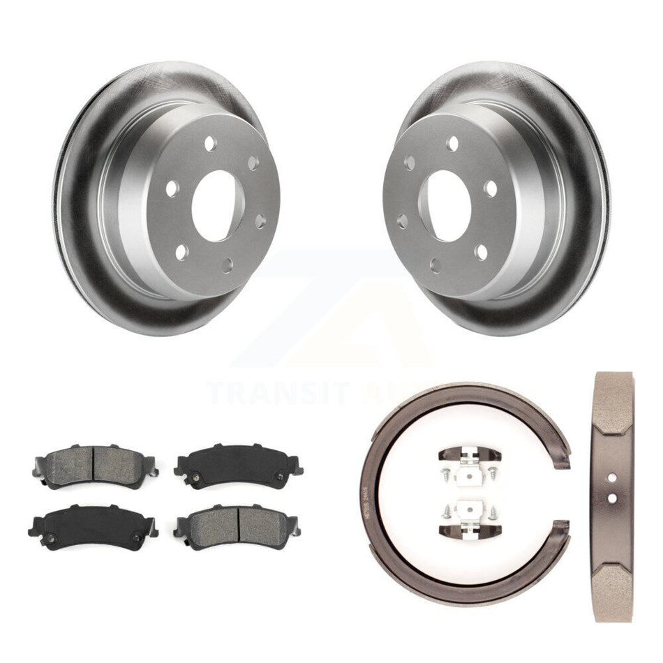 Rear Disc Coated Rotors Semi-Metallic Pads Parking Shoes Kit For Chevrolet GMC Silverado KGS-103063