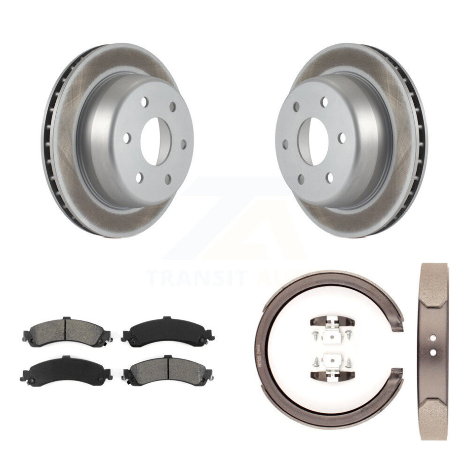 Rear Disc Coated Rotors Semi-Metallic Pads Parking Shoes Kit For Chevrolet GMC Silverado KGS-103065
