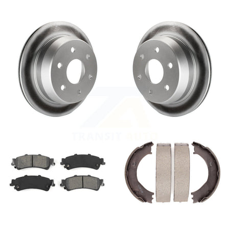 Rear Disc Coated Rotors Semi-Metallic Pads Parking Shoes Kit For Chevrolet Silverado 1500 KGS-103066