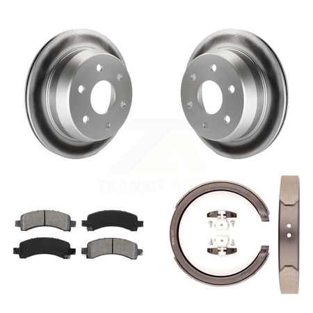Rear Disc Coated Rotors Semi-Metallic Pads Parking Shoes Kit For Chevrolet Avalanche 1500 KGS-103068