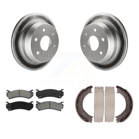 Rear Disc Coated Rotors Semi-Metallic Pads Parking Shoes Kit For Chevrolet Silverado 2500 KGS-103069