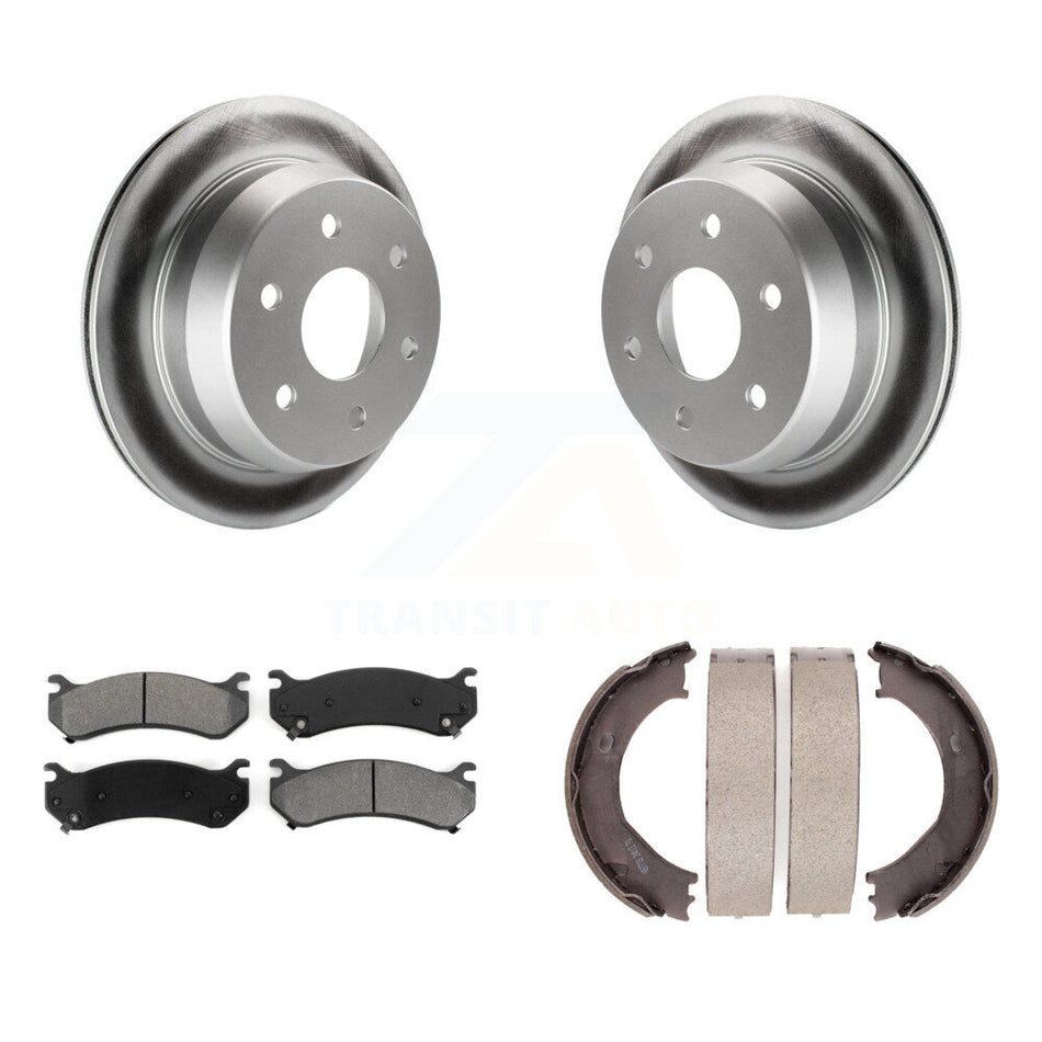 Rear Disc Coated Rotors Semi-Metallic Pads Parking Shoes Kit For Chevrolet Silverado 2500 KGS-103069